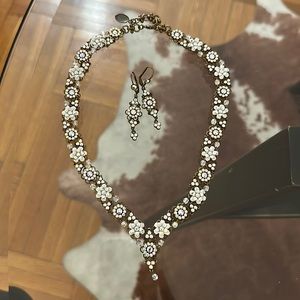 Michal Negrin necklace and earring set in a pearly white floral